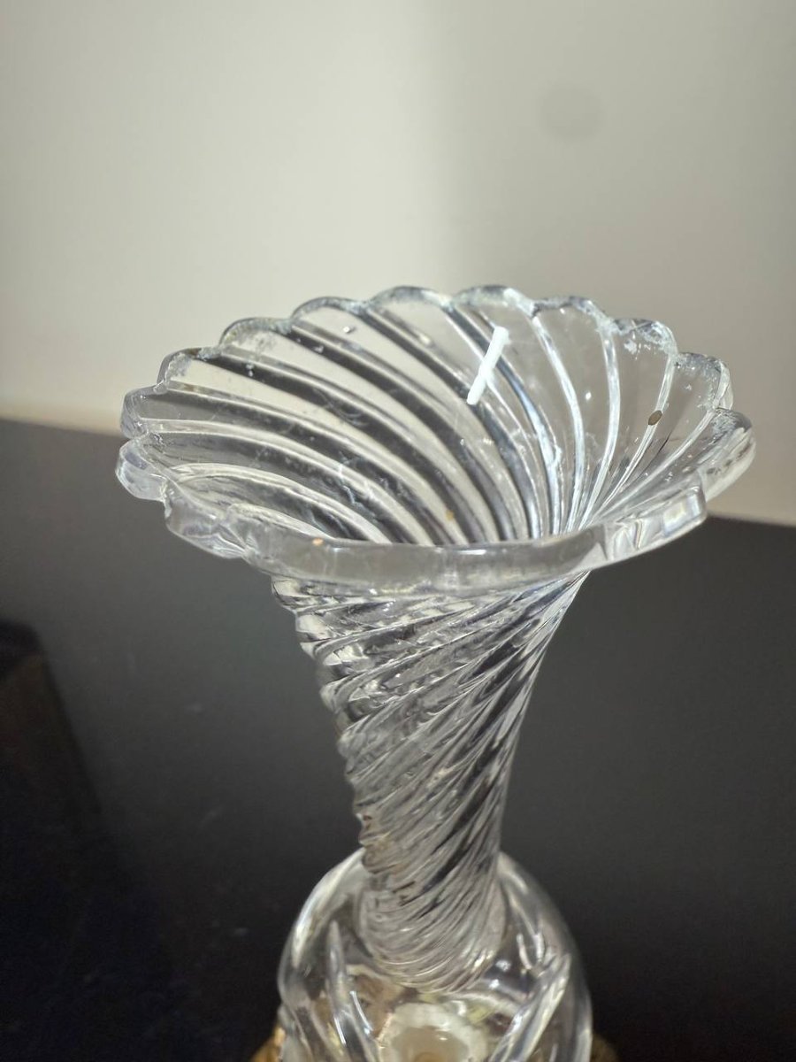 Vase en cristal et bronze à décor d'émail champlevé-photo-2