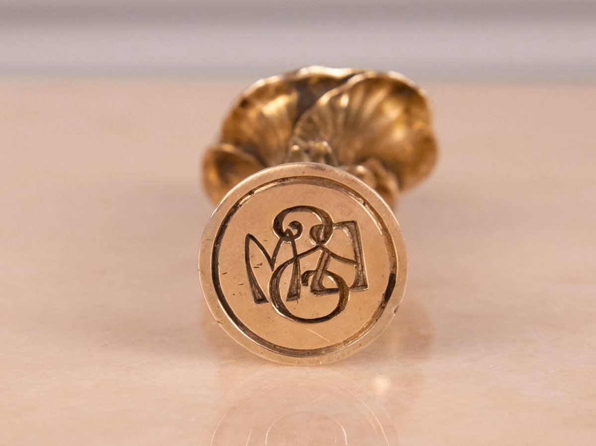 Silver Wax Seal, Monogrammed, Depicting A Woman's Bust, Art Nouveau.-photo-4