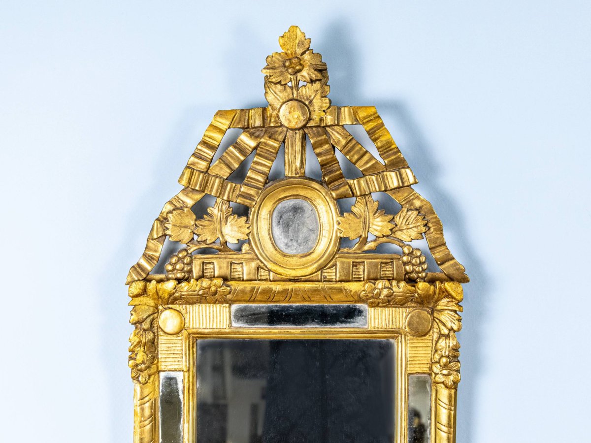 Miroir En Bois Doré à Parcloses - époque XVIII-photo-2