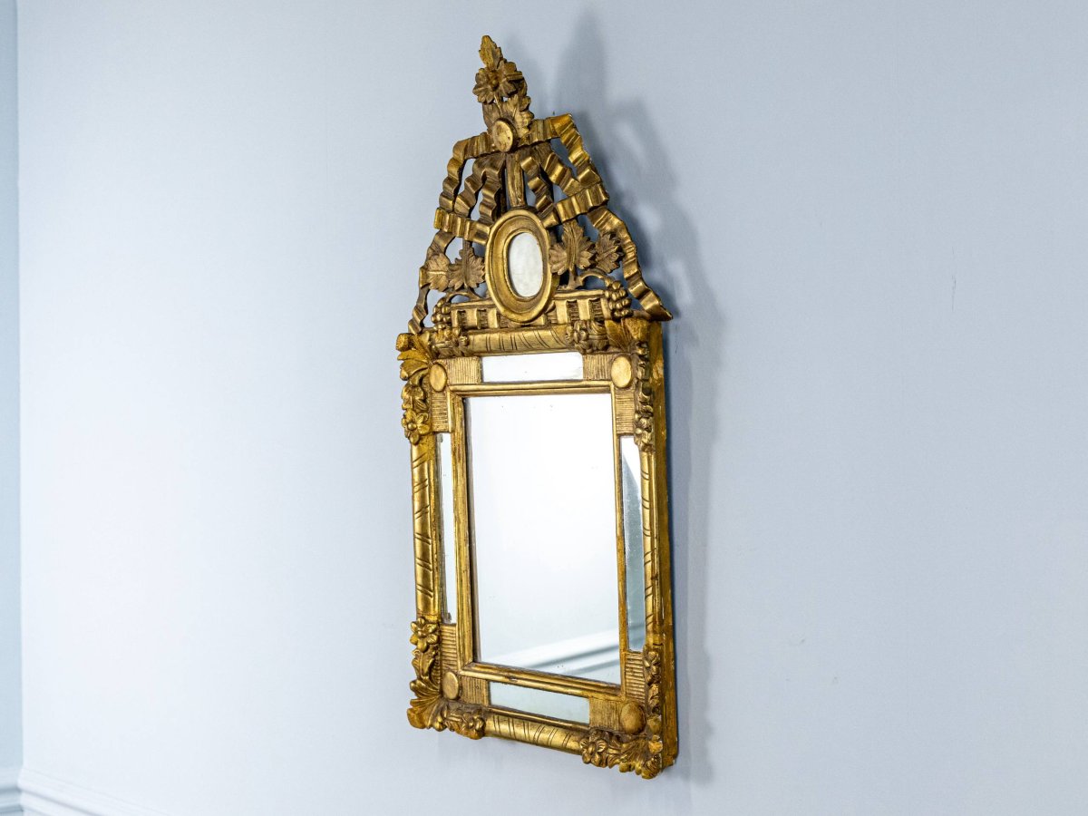Miroir En Bois Doré à Parcloses - époque XVIII-photo-4