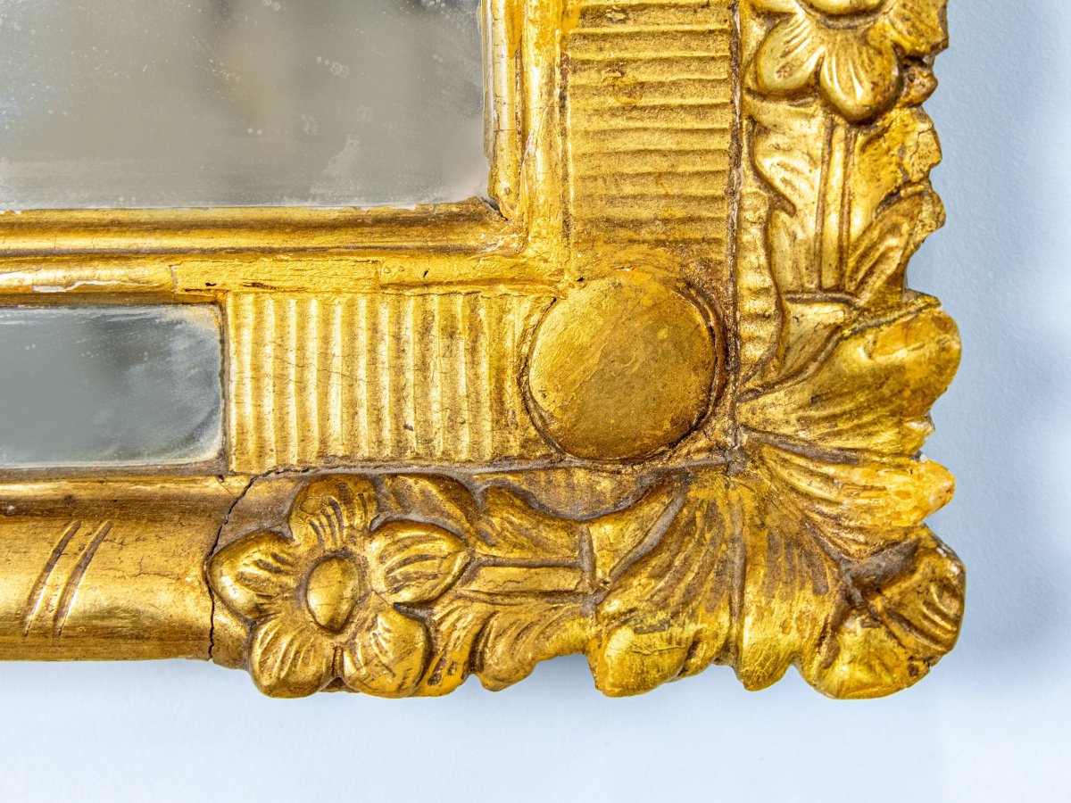 Miroir En Bois Doré à Parcloses - époque XVIII-photo-2