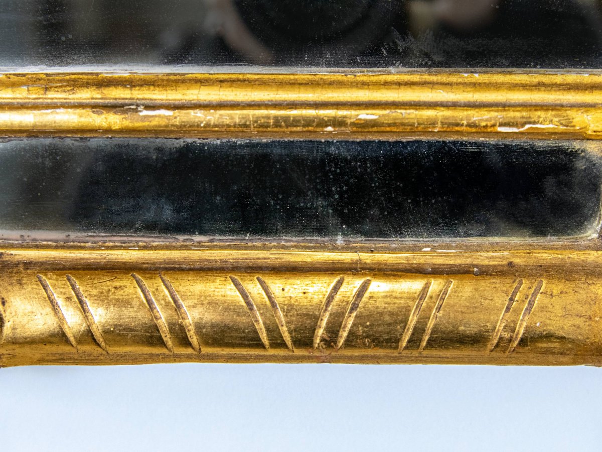 Miroir En Bois Doré à Parcloses - époque XVIII-photo-3