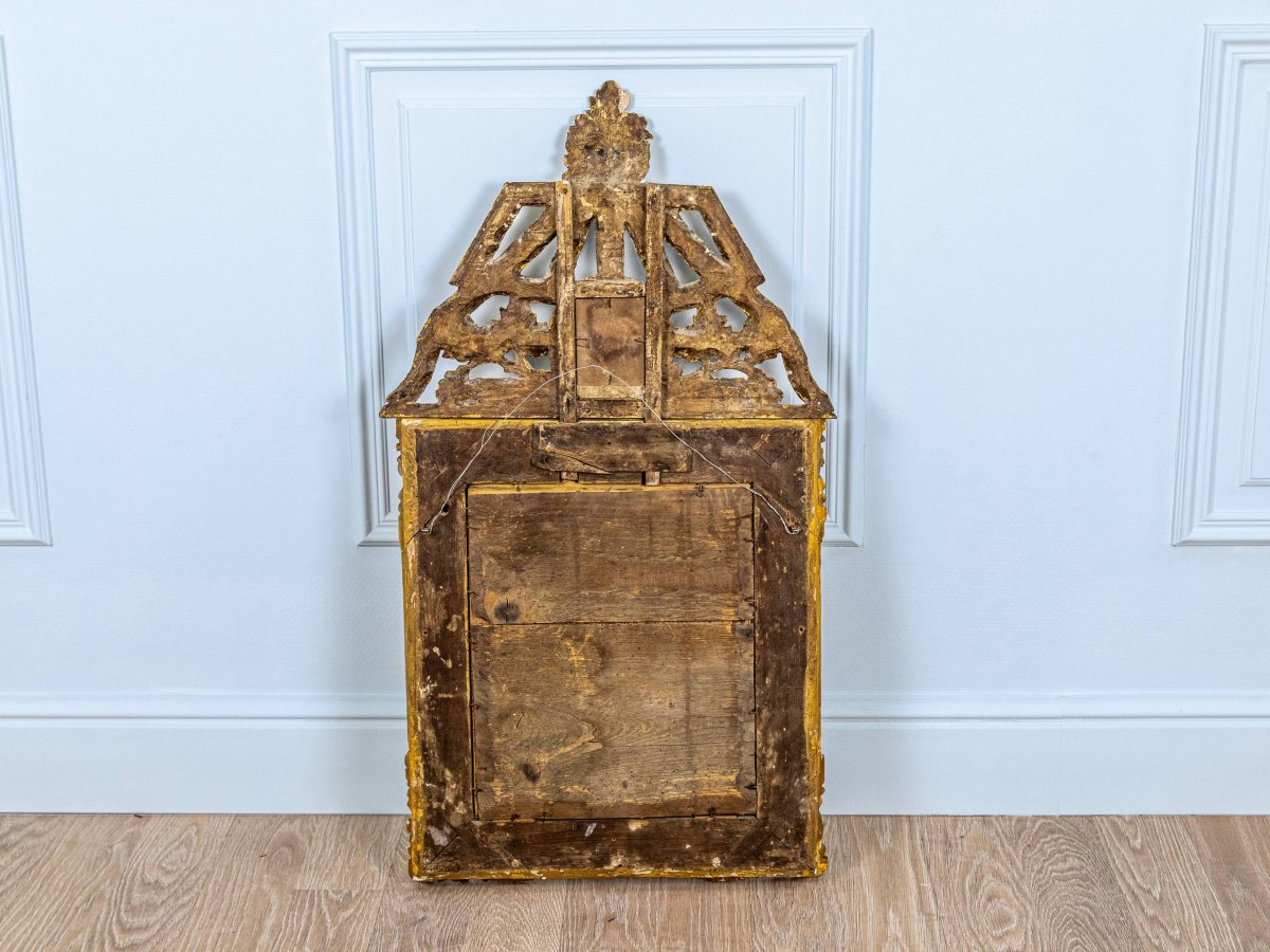 Miroir En Bois Doré à Parcloses - époque XVIII-photo-4