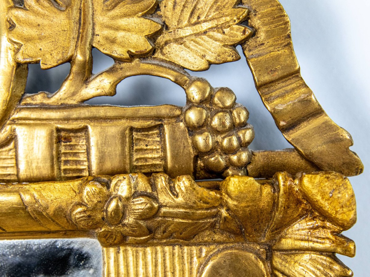 Miroir En Bois Doré à Parcloses - époque XVIII-photo-7