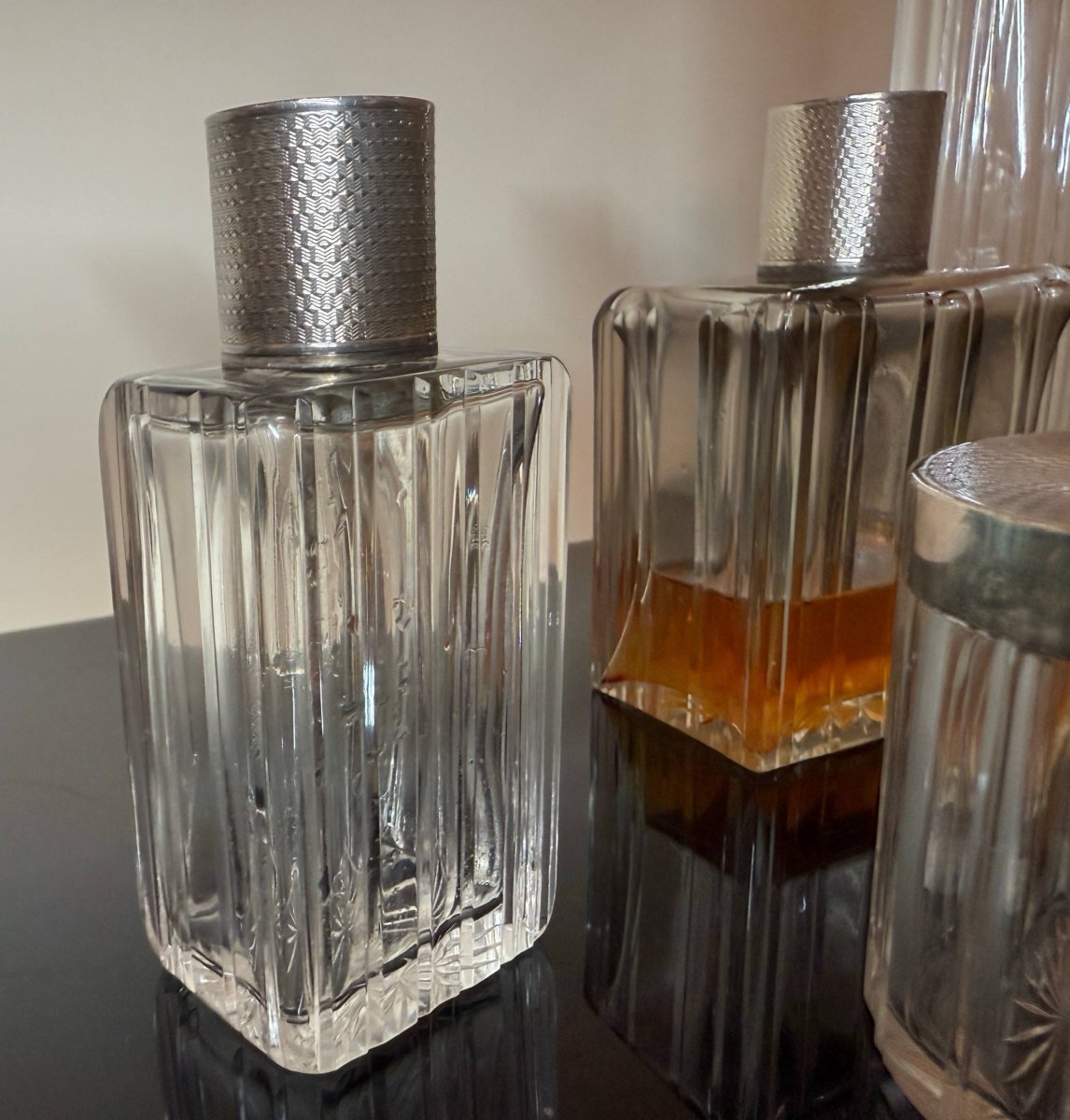 Nécessaire de toilette voyages cristal argent massif-photo-1