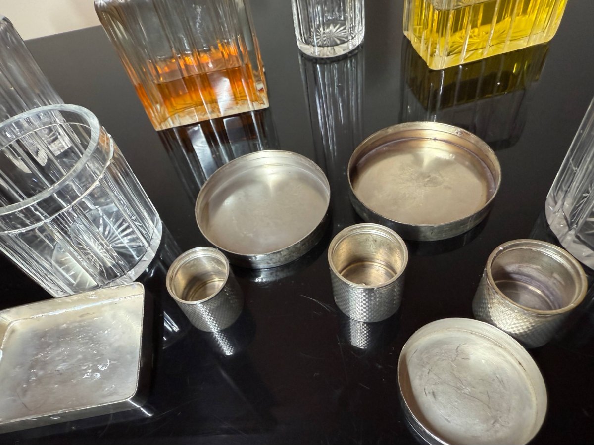 Nécessaire de toilette voyages cristal argent massif-photo-3