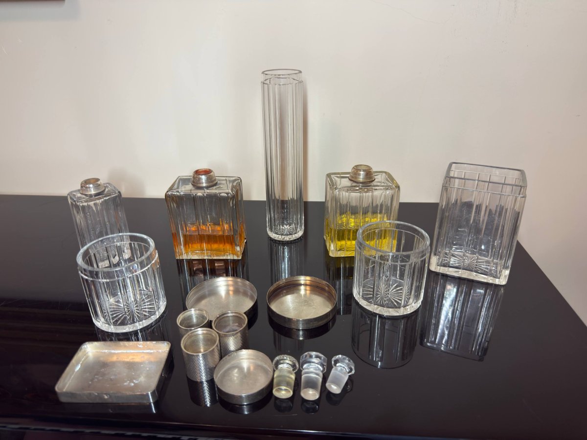 Nécessaire de toilette voyages cristal argent massif-photo-8