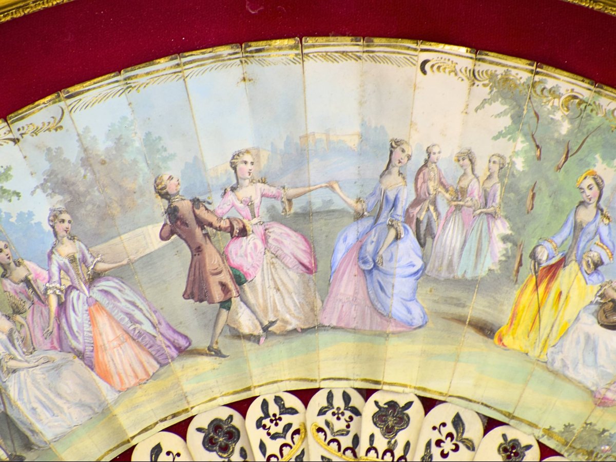 Eventail ancien encadré.-photo-3