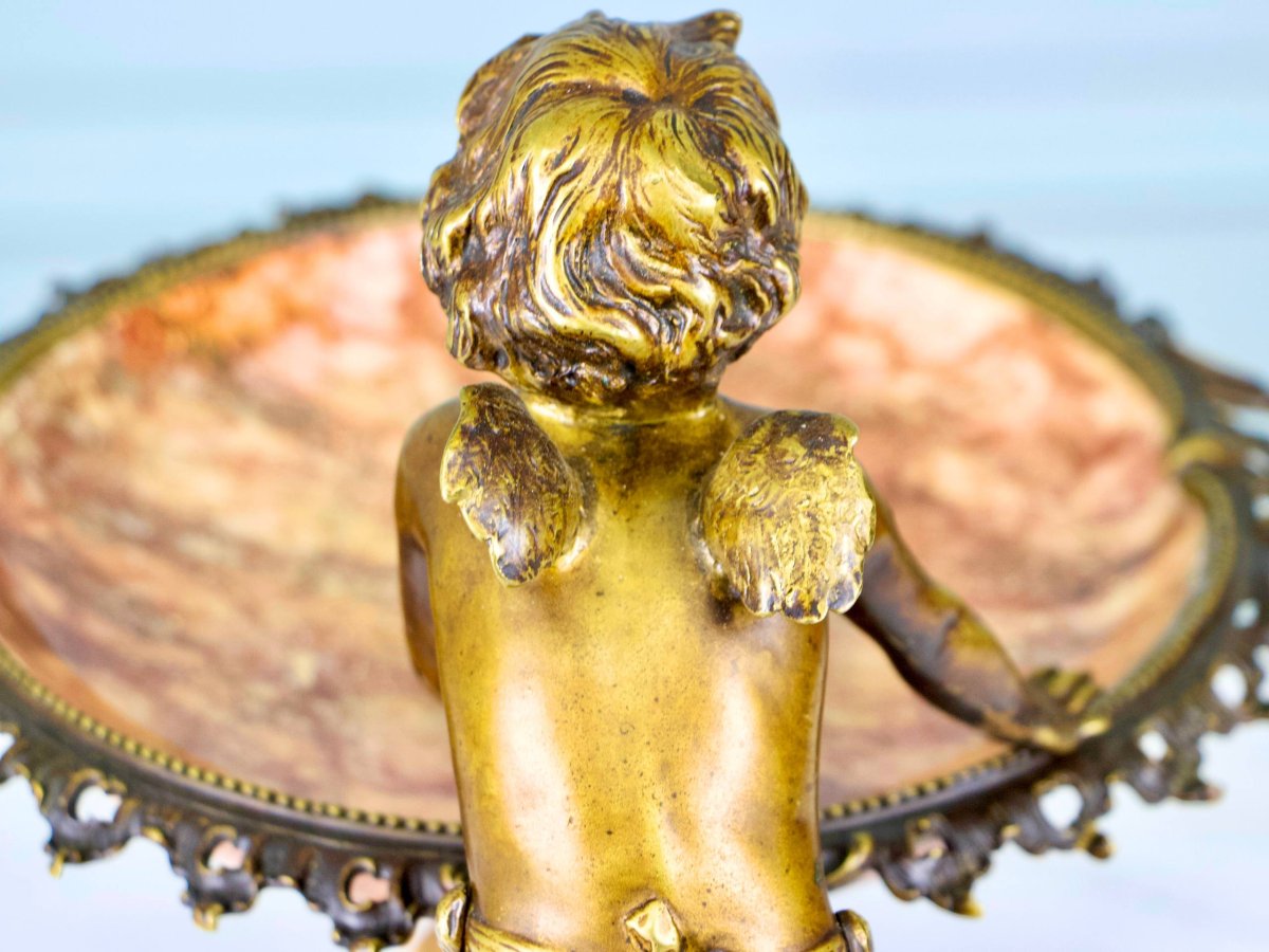 Centre de table , vase Napoléon III en bronze patiné, onyx-photo-5