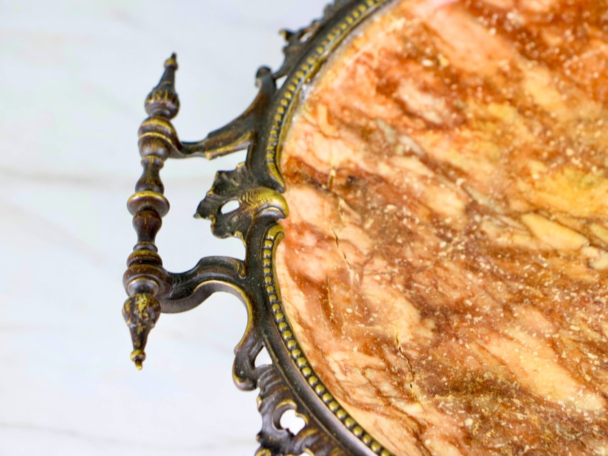 Centre de table , vase Napoléon III en bronze patiné, onyx-photo-7