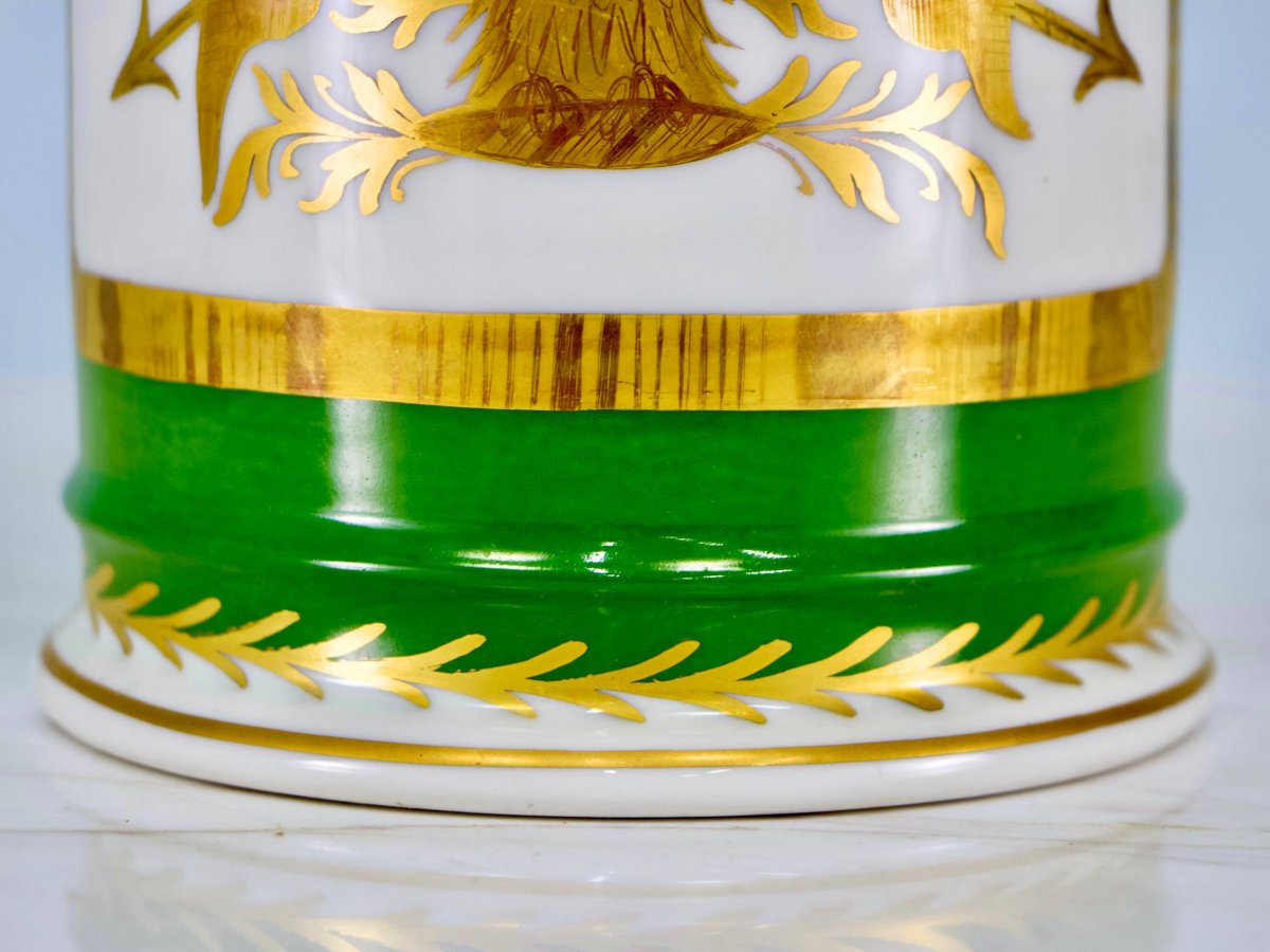 Pot A Pharmacie en Porcelaine Style Empire Décor D'abeilles et Aigle-photo-4