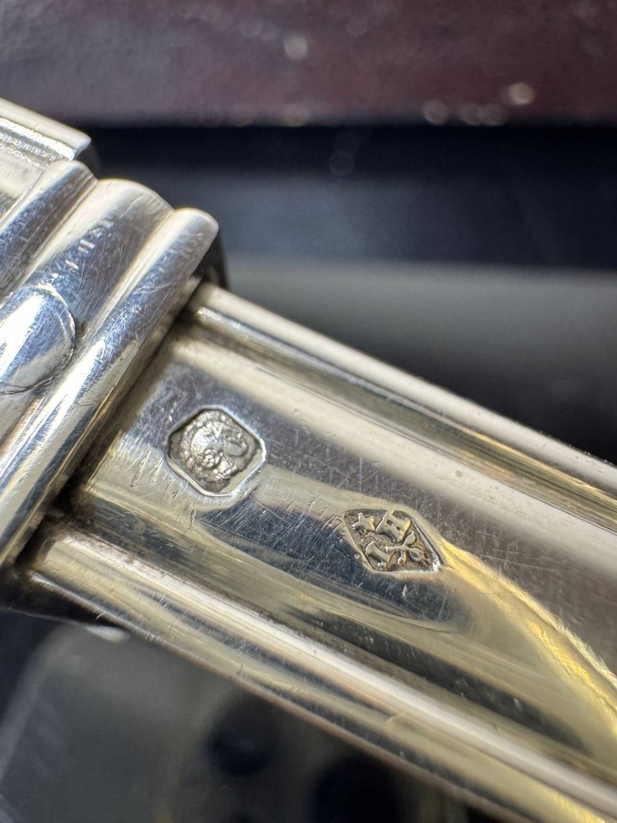 Solid Silver Asparagus Tongs, Napoleon III Period, Minerva Hallmark + Silversmith Hippolyte Thomas-photo-4