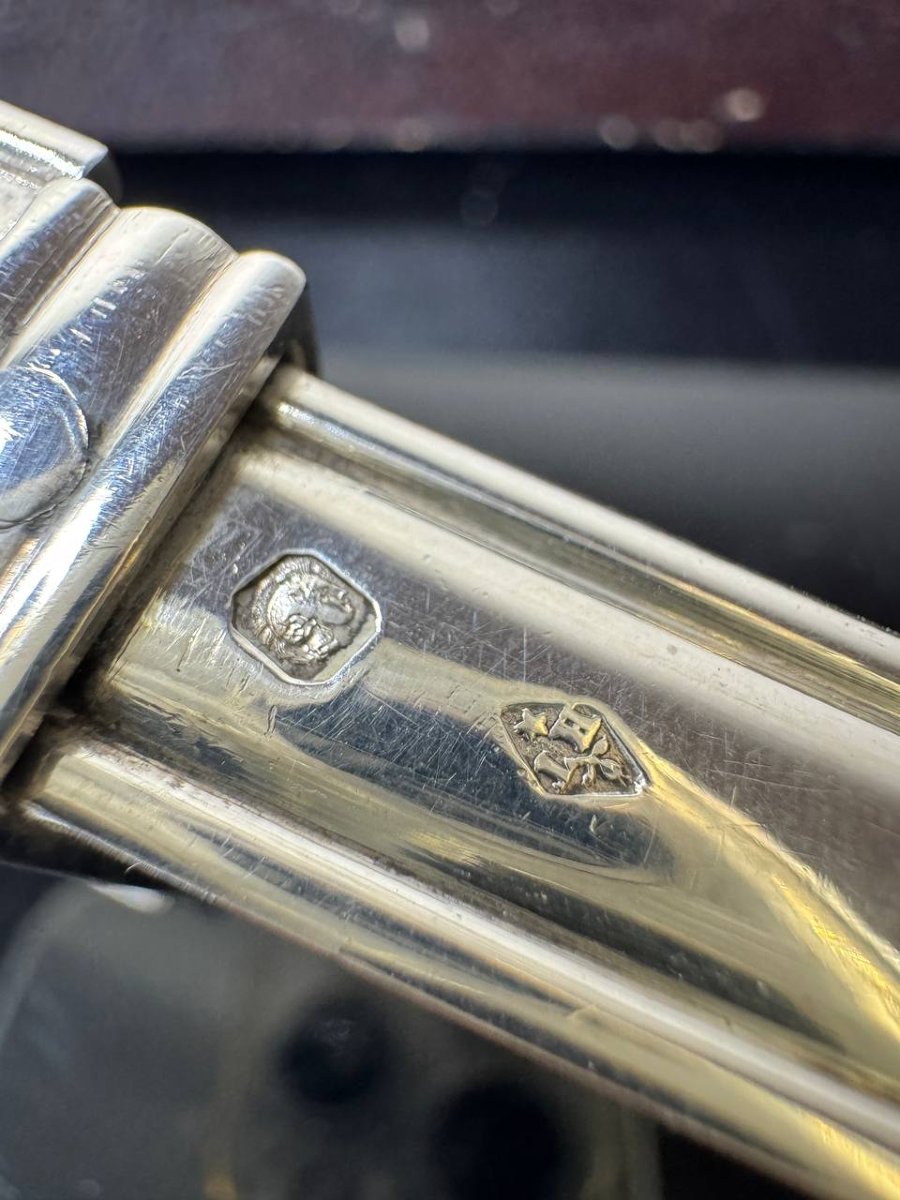 Solid Silver Asparagus Tongs, Napoleon III Period, Minerva Hallmark + Silversmith Hippolyte Thomas-photo-1