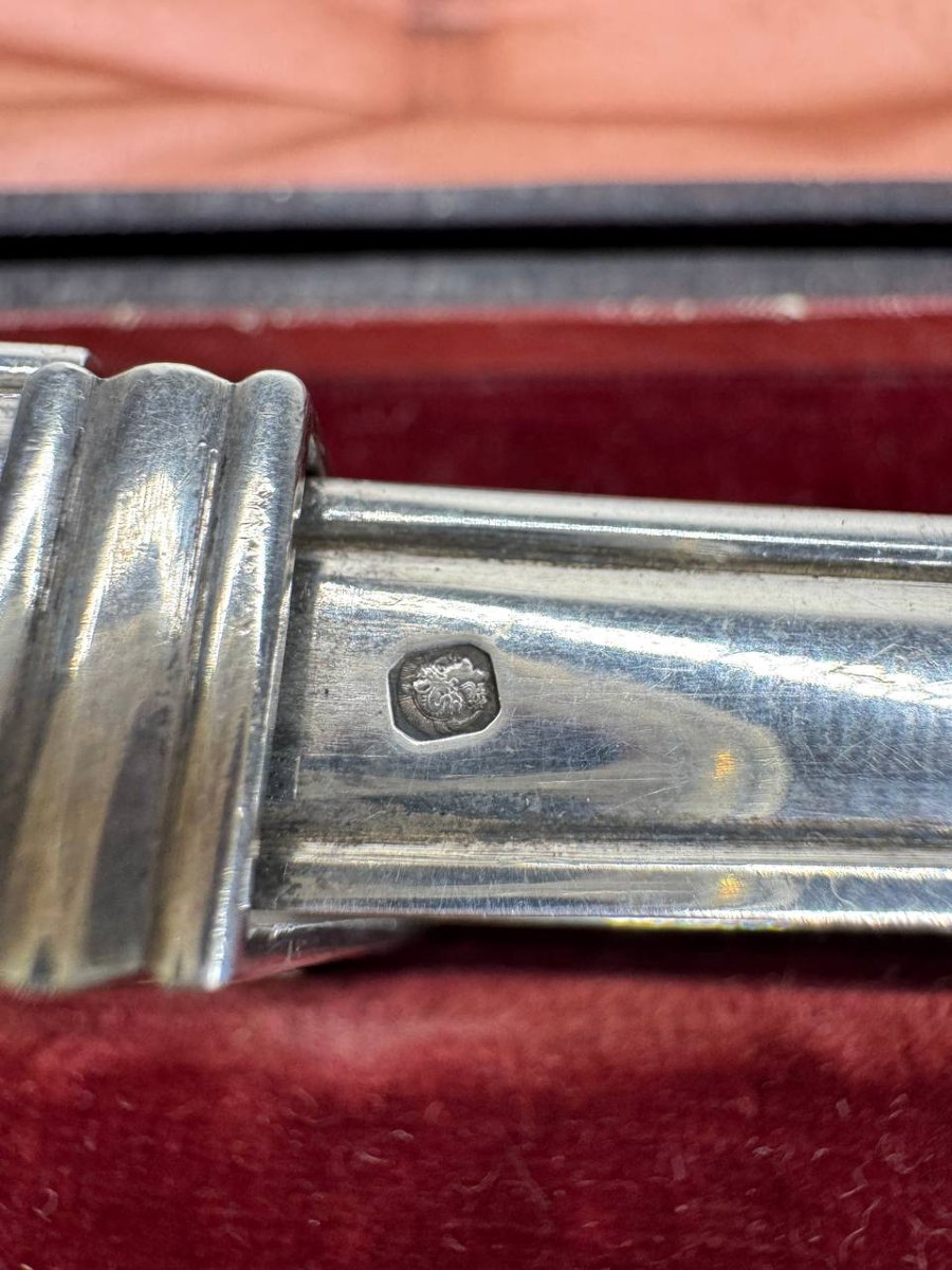 Solid Silver Asparagus Tongs, Napoleon III Period, Minerva Hallmark + Silversmith Hippolyte Thomas-photo-3