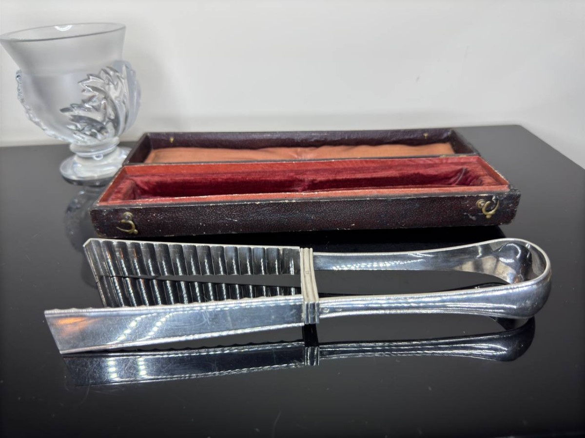 Solid Silver Asparagus Tongs, Napoleon III Period, Minerva Hallmark + Silversmith Hippolyte Thomas
