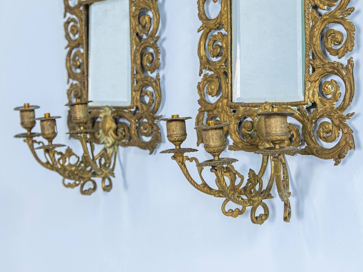 Pair Of Bronze Wall Mirrors-photo-4