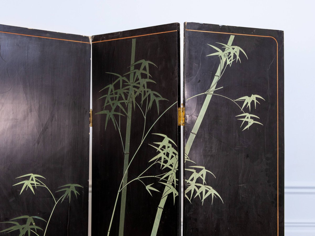 Wooden Screen Decorated With Coromandel Lacquer, China, Early 20th Century-photo-4