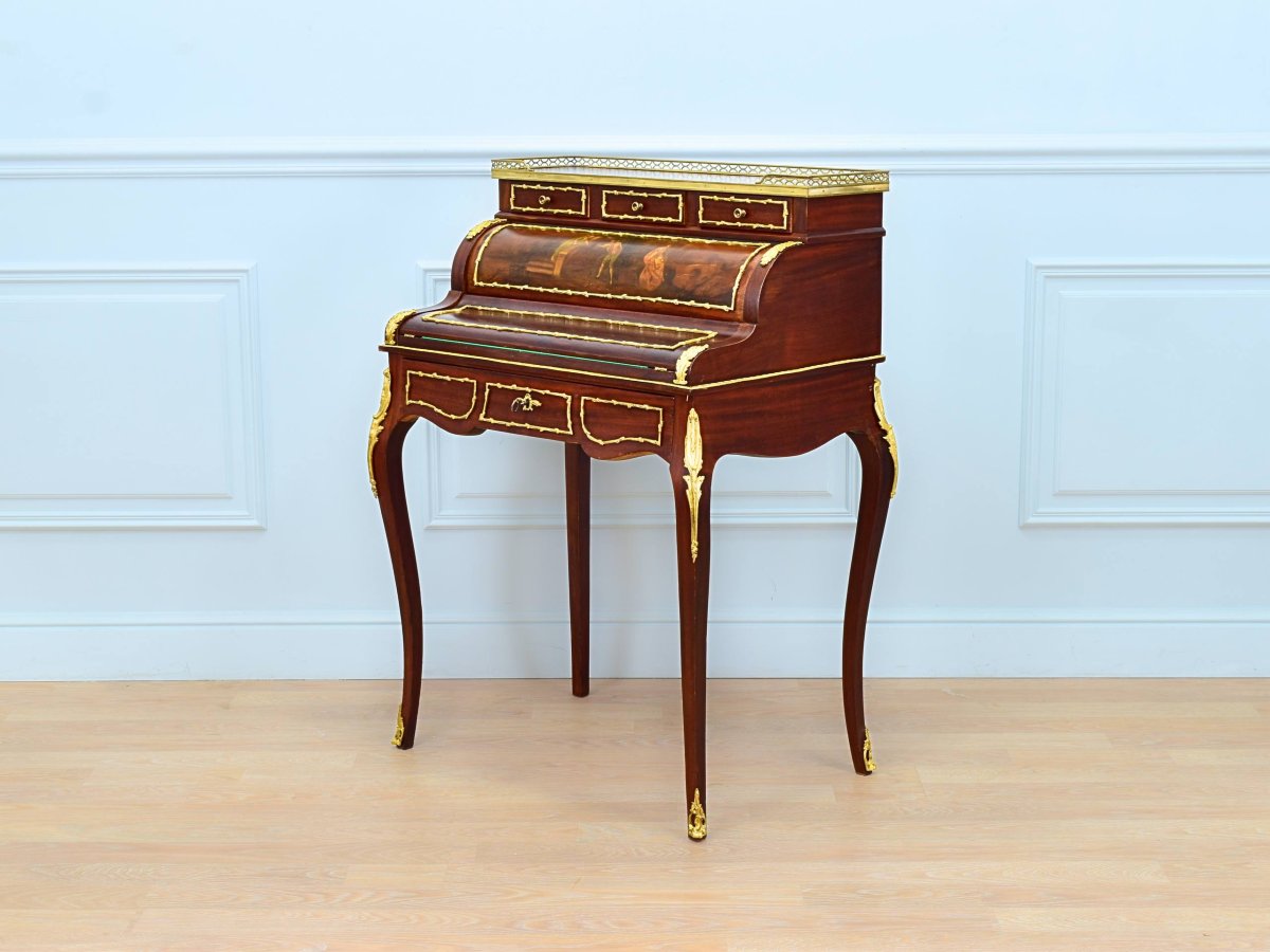 Napoleon III Donkey-back Desk, Louis XV Style Cylinder Secretary-photo-2