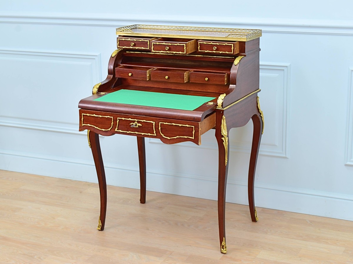 Napoleon III Donkey-back Desk, Louis XV Style Cylinder Secretary