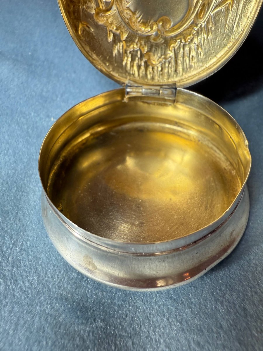 Small Box, Candy Dish, Pillbox, Silver Ointment Box, Minerva Hallmark.-photo-3