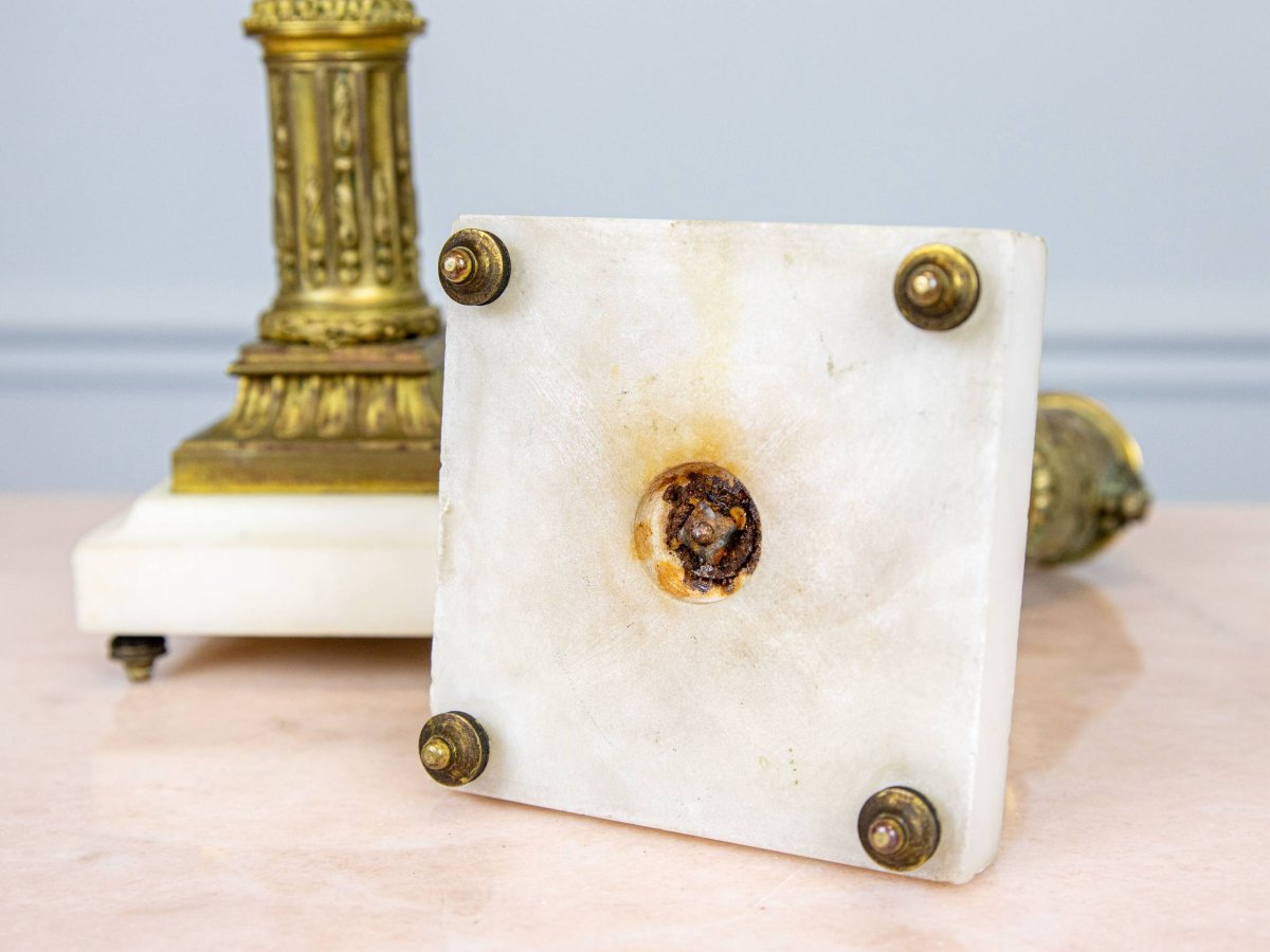 Pair Of Bronze Candlestick Cassolettes-photo-1