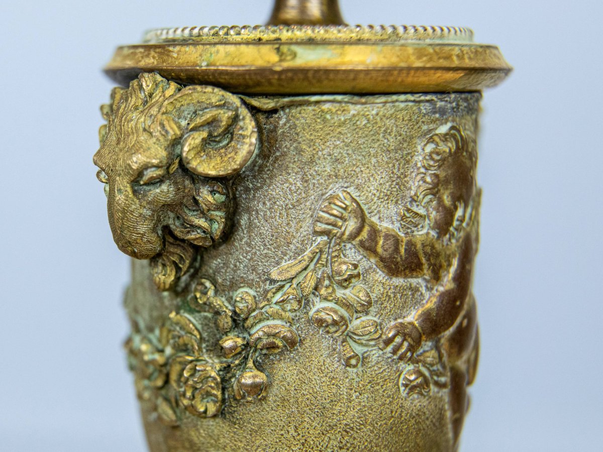 Pair Of Bronze Candlestick Cassolettes-photo-4