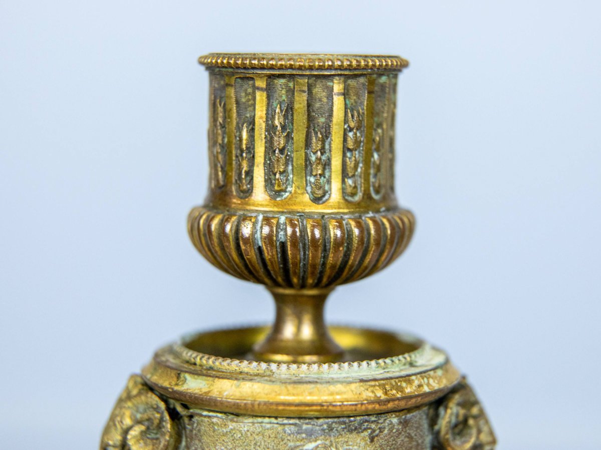 Pair Of Bronze Candlestick Cassolettes-photo-6