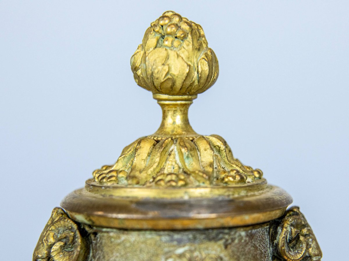 Pair Of Bronze Candlestick Cassolettes-photo-8
