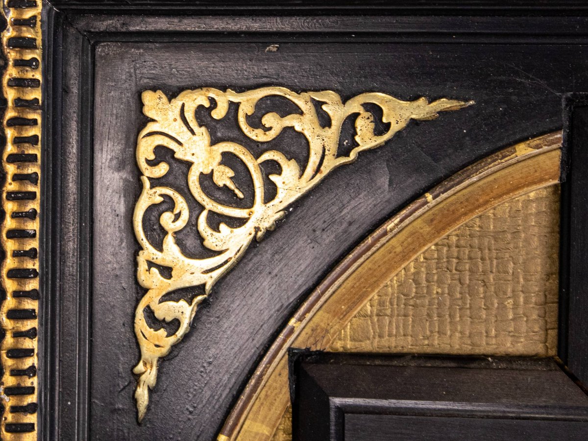 Crucifix dans son cadre d'époque -Ivoire, Bois-photo-8