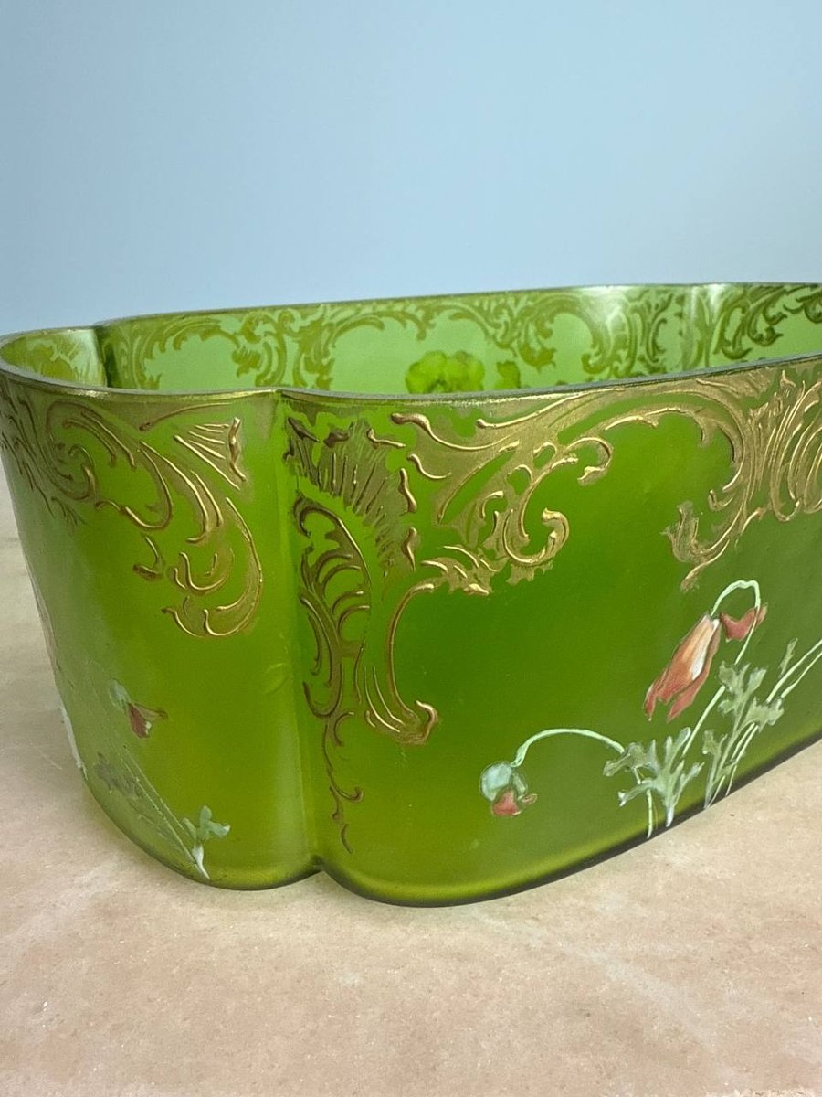 Legras Montjoye Saint-denis Phoenicia Vase, Enameled Glass, Poppies, Art Nouveau-photo-2