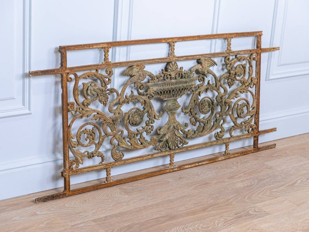 Balustrade, Wide Support Grid, Balcony Railings, Guardrails – 19th Century Wrought Ironwork-photo-2