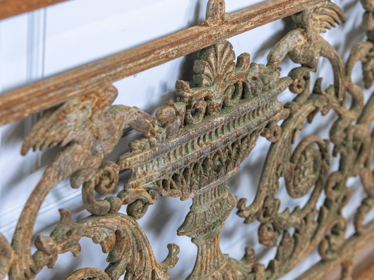 Balustrade, Wide Support Grid, Balcony Railings, Guardrails – 19th Century Wrought Ironwork-photo-4