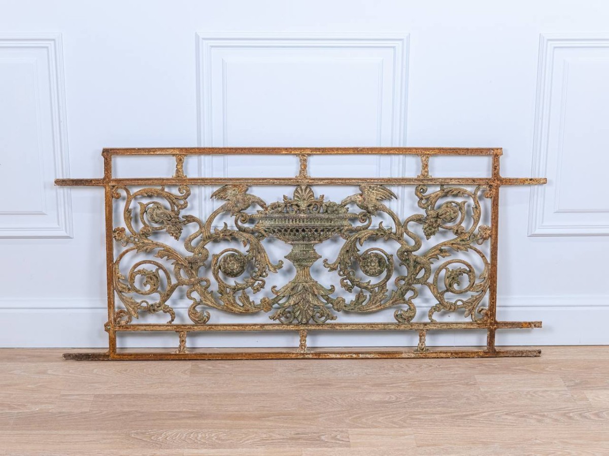 Balustrade, Wide Support Grid, Balcony Railings, Guardrails – 19th Century Wrought Ironwork