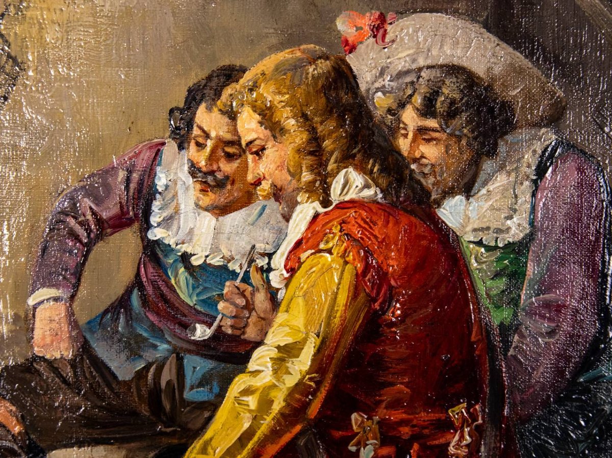 MOUSQUETAIRES JOUANT AUX DÉS, LUIGI GIORGIO BALDERO, XIXE SIÈCLE, ITALIE-photo-2