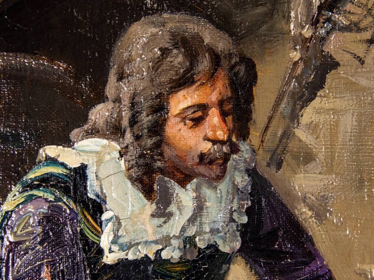 MOUSQUETAIRES JOUANT AUX DÉS, LUIGI GIORGIO BALDERO, XIXE SIÈCLE, ITALIE-photo-3