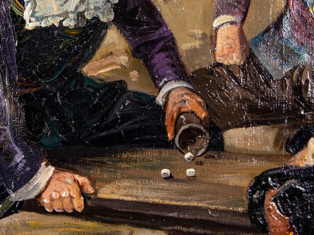 MOUSQUETAIRES JOUANT AUX DÉS, LUIGI GIORGIO BALDERO, XIXE SIÈCLE, ITALIE-photo-4