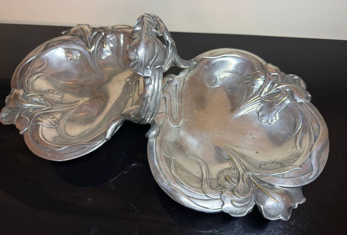 Plat Iris et vigne Art Nouveau Victor Saglier-photo-3