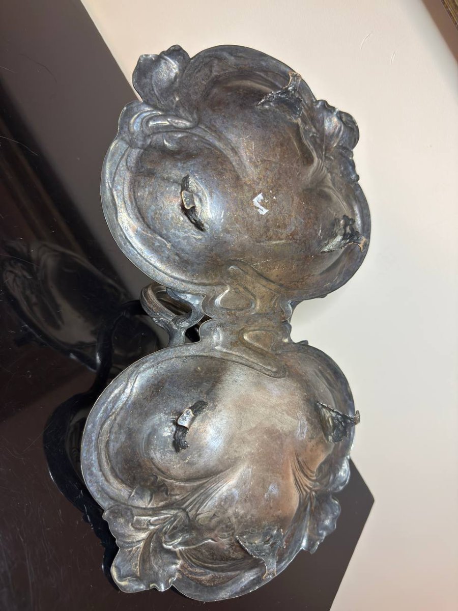 Plat Iris et vigne Art Nouveau Victor Saglier-photo-3