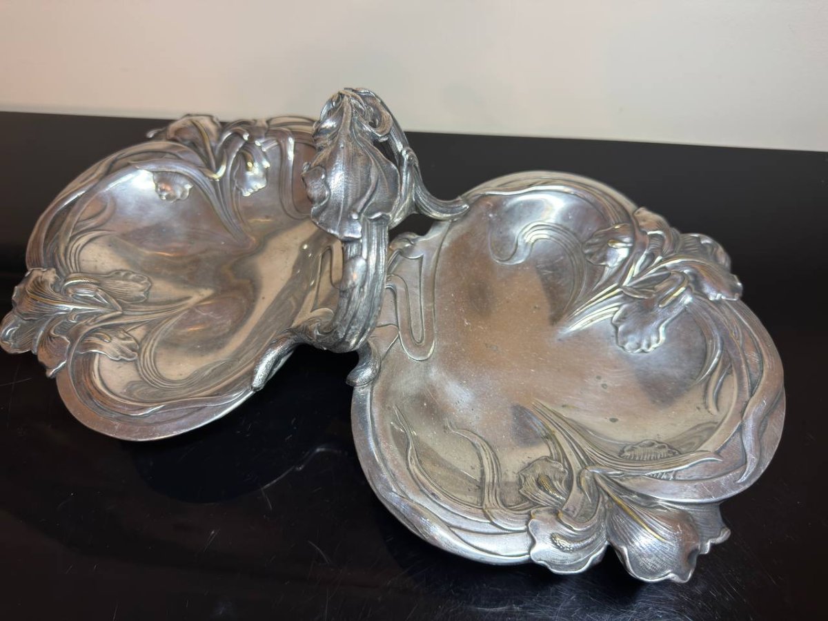 Plat Iris et vigne Art Nouveau Victor Saglier-photo-4