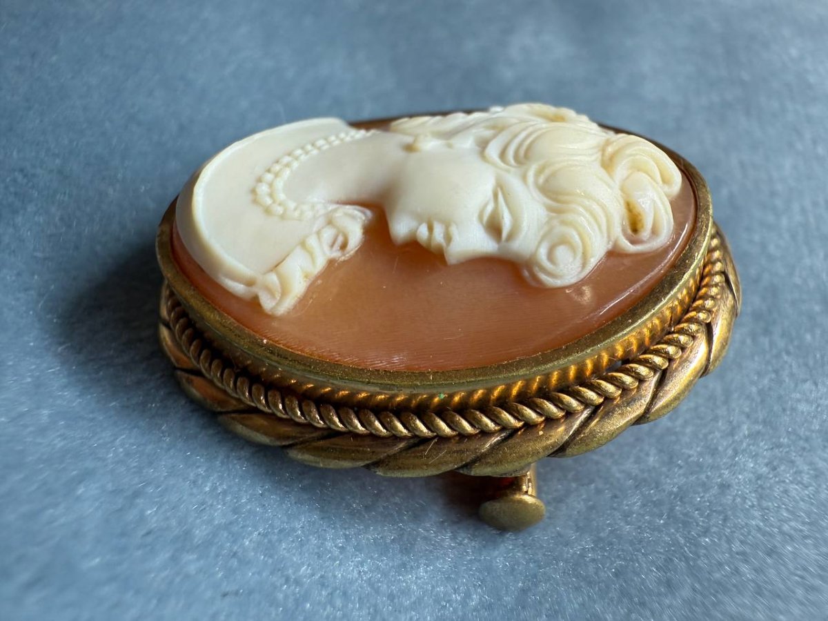 Small Shell Cameo Brooch Pendant-photo-3