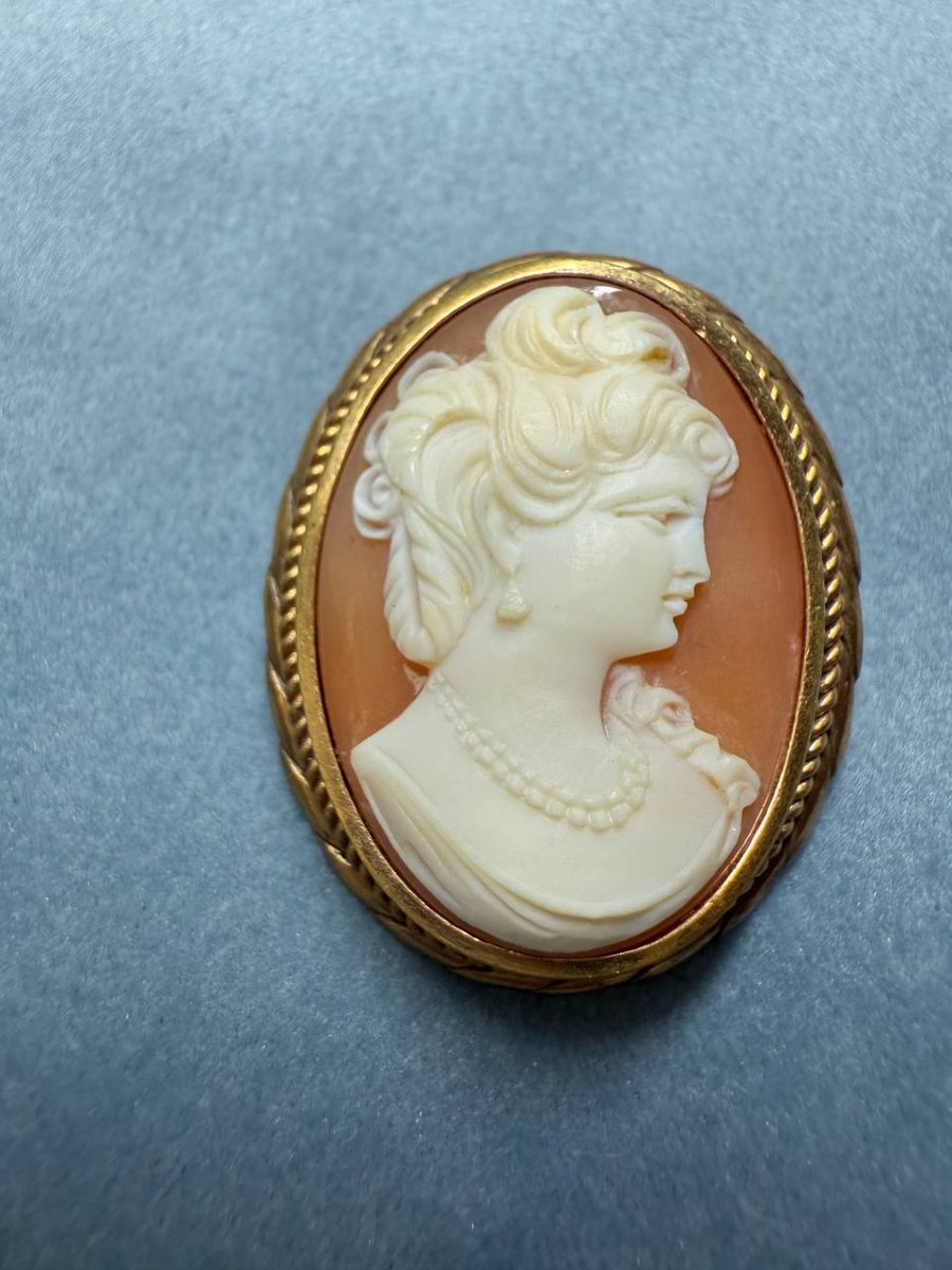 Small Shell Cameo Brooch Pendant-photo-4