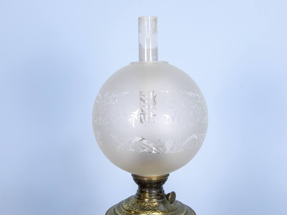 Lampe à pétrole, bleue et blanche du Japon de la période Meiji-photo-3
