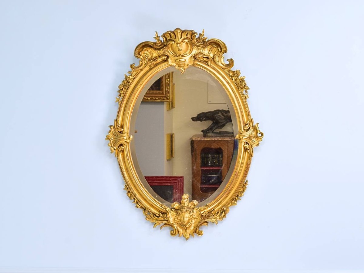 Miroir en Bois Doré, style Louis XV-photo-2