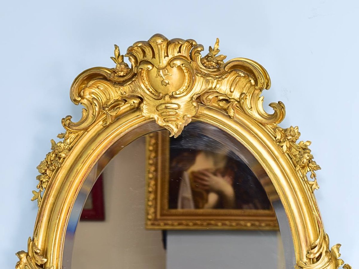 Miroir en Bois Doré, style Louis XV-photo-4