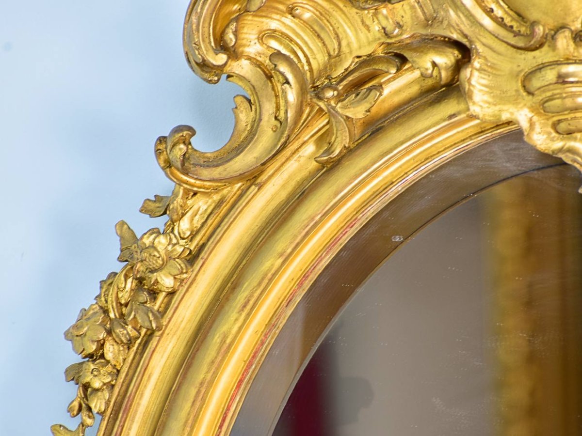 Miroir en Bois Doré, style Louis XV-photo-1