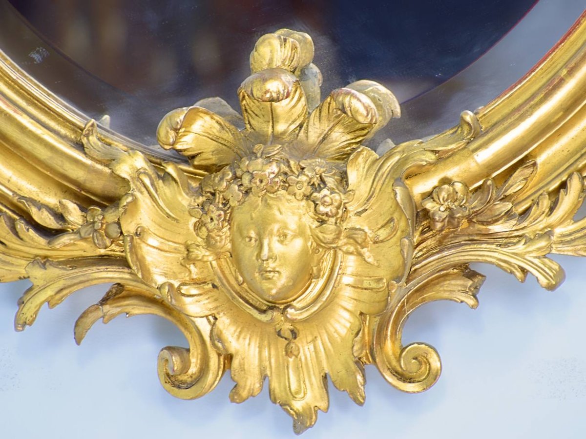 Miroir en Bois Doré, style Louis XV-photo-3