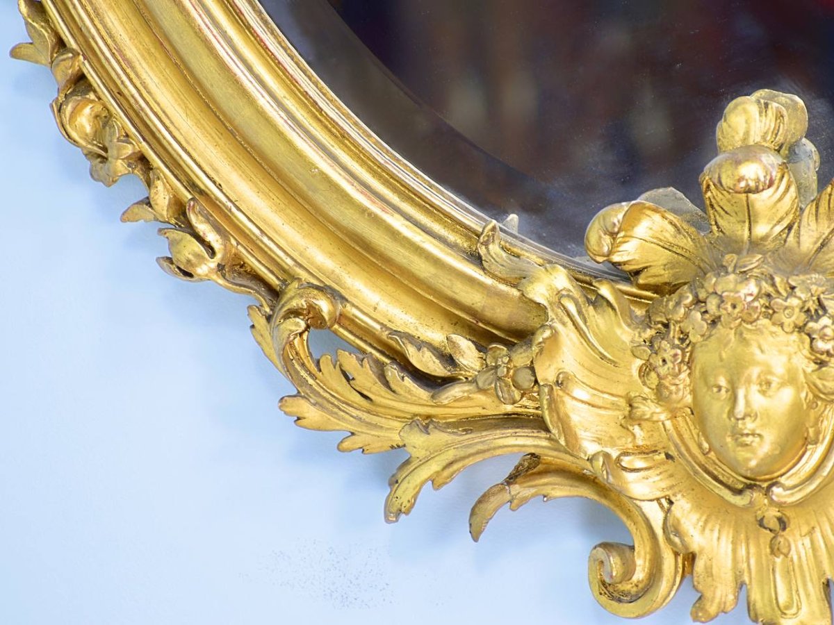 Miroir en Bois Doré, style Louis XV-photo-5