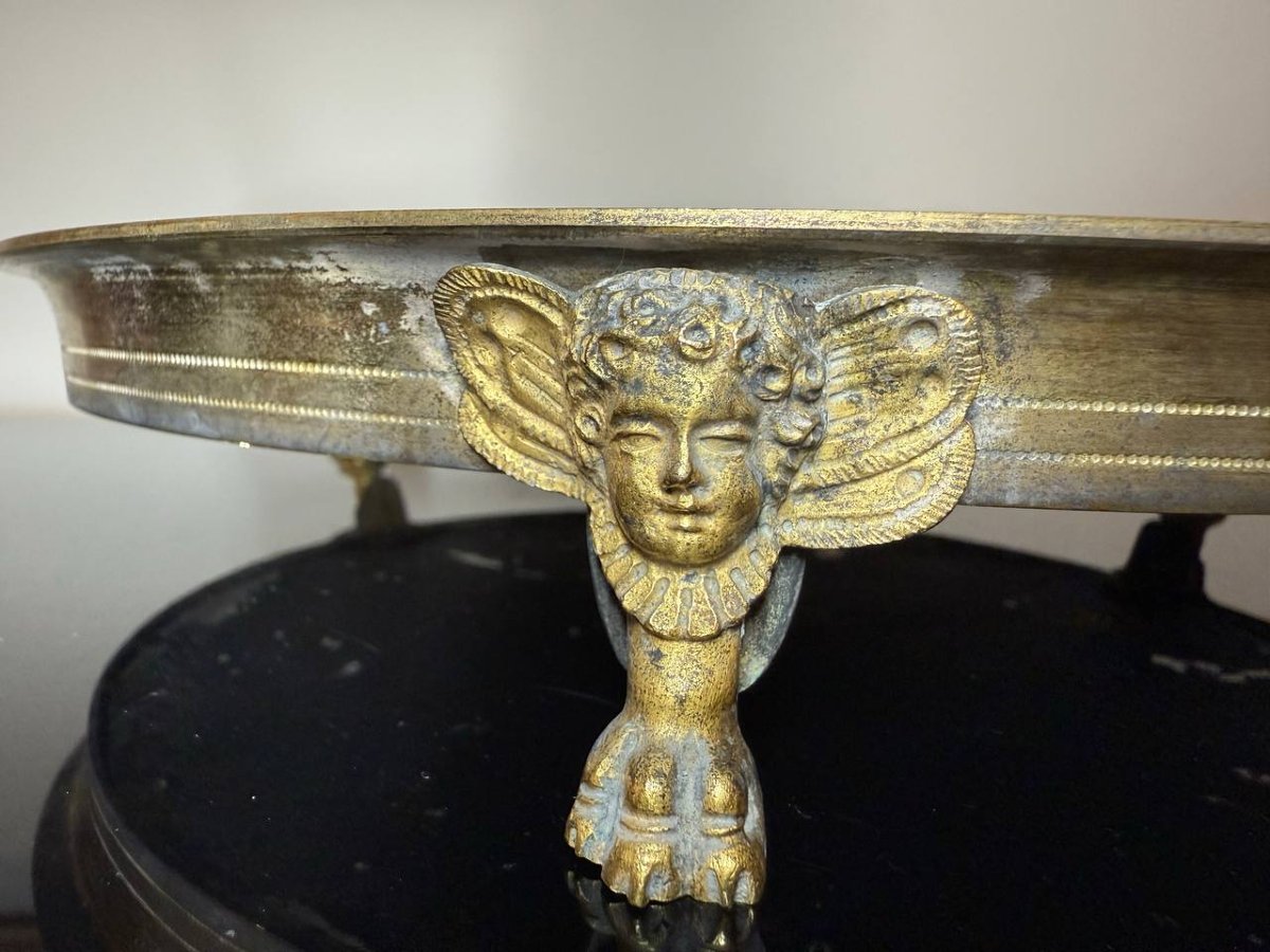 Surtout De Table, Centre De Table, Plateau En Bronze Doré d'époque Empire Restauration-photo-3