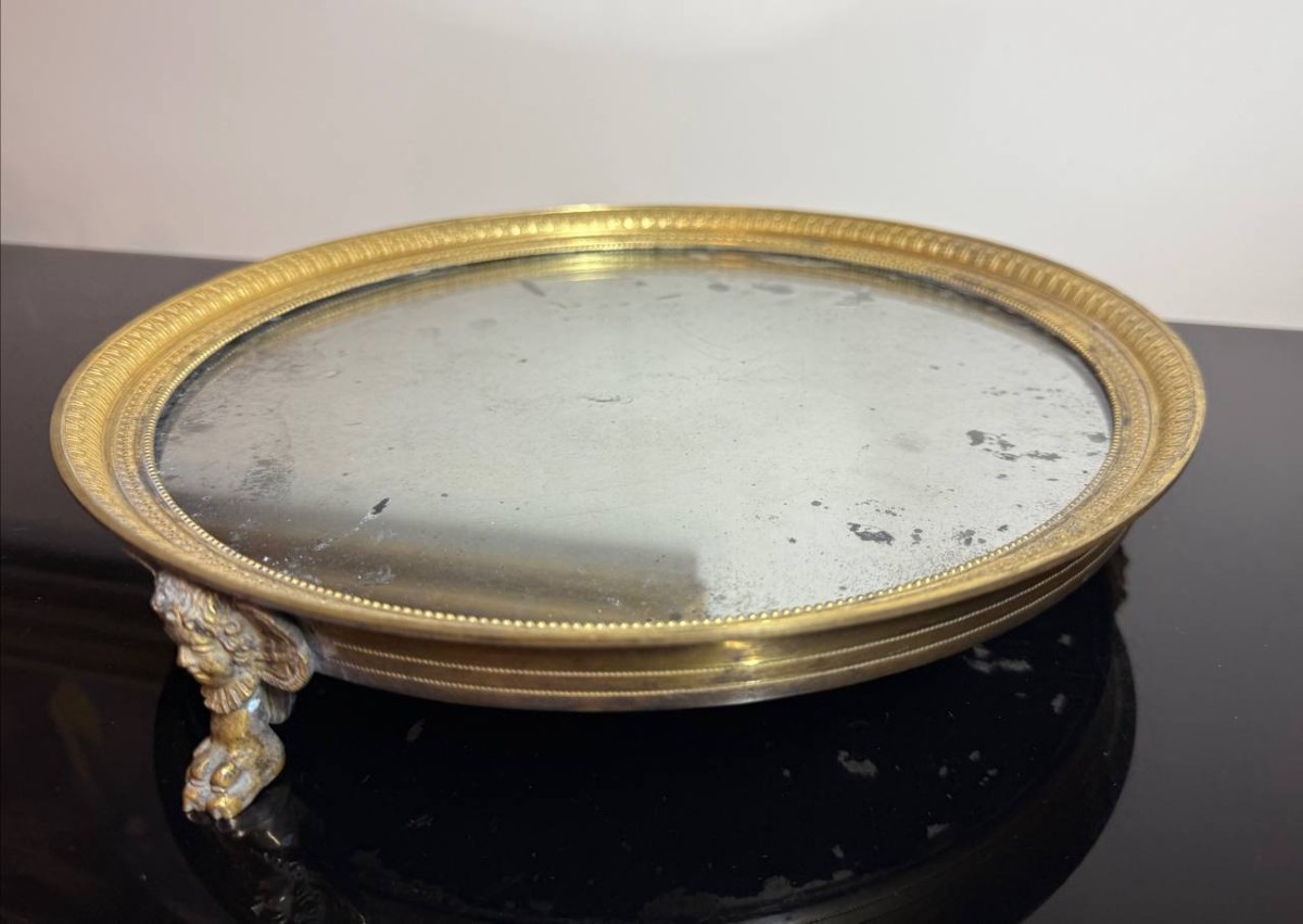 Surtout De Table, Centre De Table, Plateau En Bronze Doré d'époque Empire Restauration