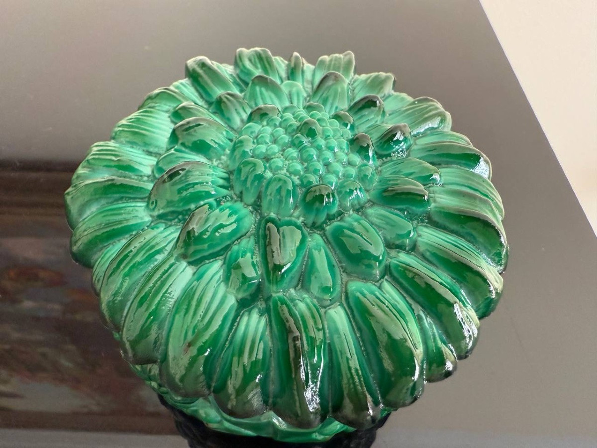 Heinrich Hoffman, Jewelry Box, Box, Case, Candy Dish In Malachite Colored Molded Glass-photo-3